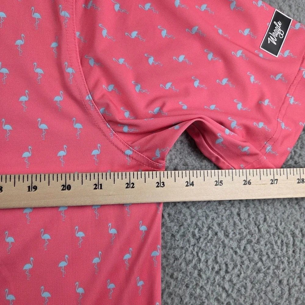 Waggle Golf Polo Mens XL Pink Flamingo Tropical Performance Stretch Loud Shirt - Picture 4 of 6